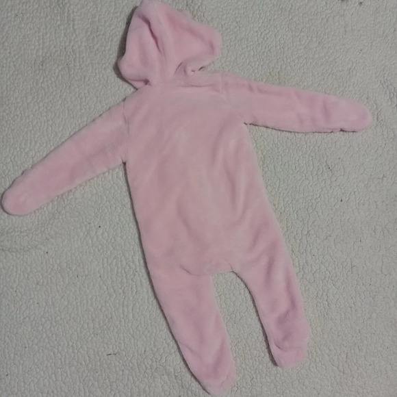 5 for $10 Quiltex Pink Bear Soft & Thick Fooded Suit 3-6m - Picture 3 of 6